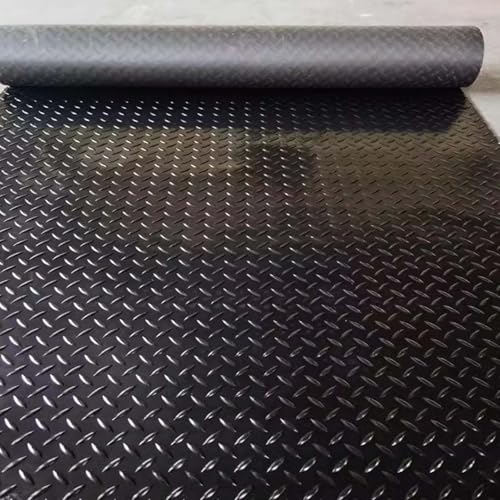 KFGISD, Werkstatt-Diamantplatten-Läufermatten, 2,3 mm dick, wasserdichte Gummi-Garagenbodenbelagsmattenrolle,Gummibodenmatten für Garagen(Black,0.6x0.6m/2x2ft) von KFGISD