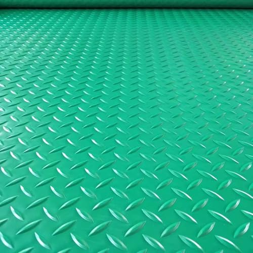 KFGISD, Werkstatt-Diamantplatten-Läufermatten, 2,3 mm dick, wasserdichte Gummi-Garagenbodenbelagsmattenrolle,Gummibodenmatten für Garagen(Green,0.8x0.8m/2.6x2.6ft) von KFGISD