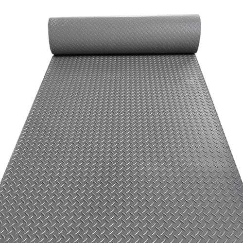 KFGISD, Werkstatt-Diamantplatten-Läufermatten, 2,3 mm dick, wasserdichte Gummi-Garagenbodenbelagsmattenrolle,Gummibodenmatten für Garagen(Grey,1.6x3m/5.2x9.8ft) von KFGISD