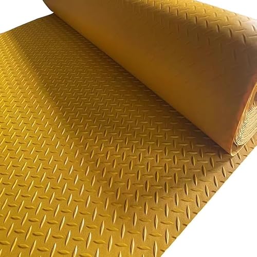 KFGISD, rutschfeste gelbe Bodenbelagsrolle, Motorrad-Parkmatten, Wiederverwendbare Bodenschutzmatte for draußen,Gummibodenmatten für Garagen(1.4x5m/4.6x16.4ft) von KFGISD