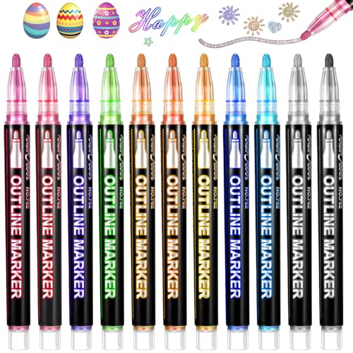 KFHENSOMR Outline Stifte 12 Farben Double Line Metallic Markers Glitzerstifte Selbstumreißende Metallic Marker Umrissmarker Stifte für die Gestaltung Ihrer eigenen Fotoalbum Gästebuch Scrapbook KFHENSOMR Outline Stifte 12 Farben Double Line Metallic Markers Glitzerstifte Selbstumreißende Metallic Marker Umrissmarker Stifte für die Gestaltung Ihrer eigenen Fotoalbum Gästebuch Scrapbook von KFHENSOMR