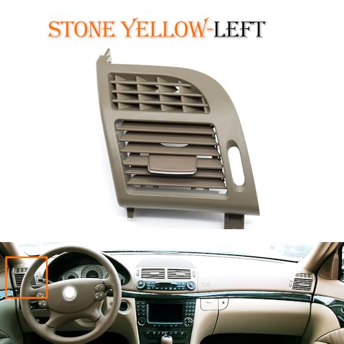 Dashboard Front-Armaturenbrett-Klimaanlage Ac Vent Grille Cover Panel/Fit for Benz E-Klasse W211 2003-2008 E200 E230 E260 E280 E300(Stoneyellow-Left) von KFJFDHES