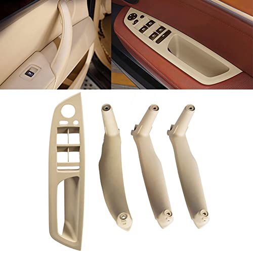 KFJFDHES 4x Auto-Innentür-Zuggriff-Zierabdeckung Ersatz/Passend for BMW X5 E70 X6 E71 E72 Nur passend for Rechtslenker Auto Innentürgriffe(Beige) von KFJFDHES