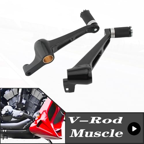 KFJFDHES folding gear lever made of CNC aluminium/Passend for Harley Davidson V-Rod Muscle 2002-2017 V ROD Motorrad-Schalthebel und Bremshebel-Peg-Set.(Combination-C) von KFJFDHES