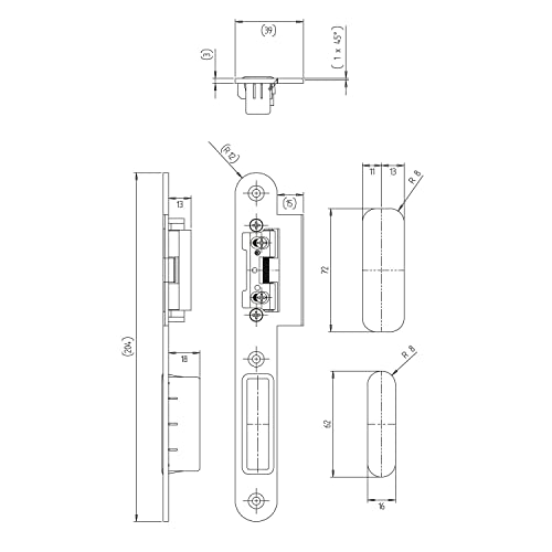 KFV Lappenschließblech 8050 mit AT-Stück 115, 204 x 24 x 3mm, rechts, Edelstahl von KFV