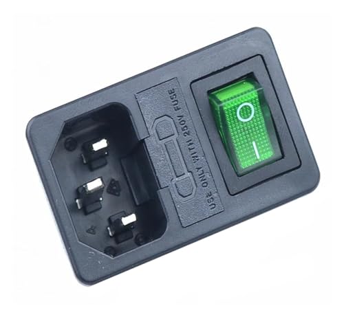 1 Stück mit 10A-Sicherung! Wippschalter mit Sicherung IEC320 C14-Eingangssteckdose, Sicherungsschalteranschluss(1PCS green,4PIN) von KFVMVTDW