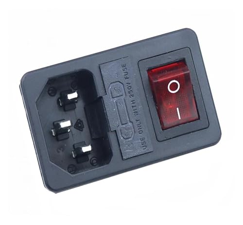 1 Stück mit 10A-Sicherung! Wippschalter mit Sicherung IEC320 C14-Eingangssteckdose, Sicherungsschalteranschluss(1PCS red,4PIN) von KFVMVTDW