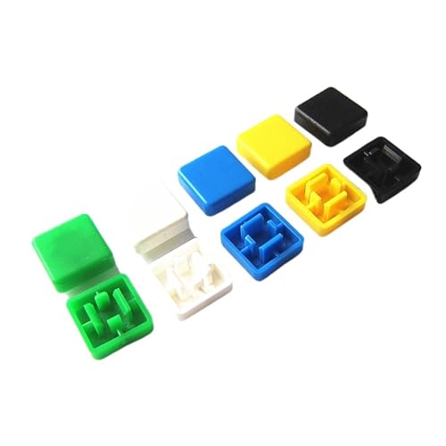 10 Stück A14 quadratische Schaltertastenkappe mit kurzem Bein und 10 x 10 mm Schalterabdeckung (10 Stück/Charge)(Green x 10pcs) von KFVMVTDW