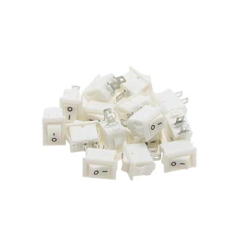 15 Stück Mini-Wippschalter SPST-Schnappschalterknopf AC 250 V 3 A / 125 V 6 A 2-poliger I/O 10 * 15 mm Schalterwippe(White) von KFVMVTDW