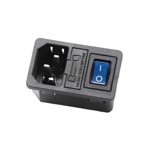 1PCS 10A 250VAC 3-pin iec320 C14 eingehende linie stecker steckdose mit licht rocker schalter 10A sicherung halter buchse stecker(Blue) von KFVMVTDW