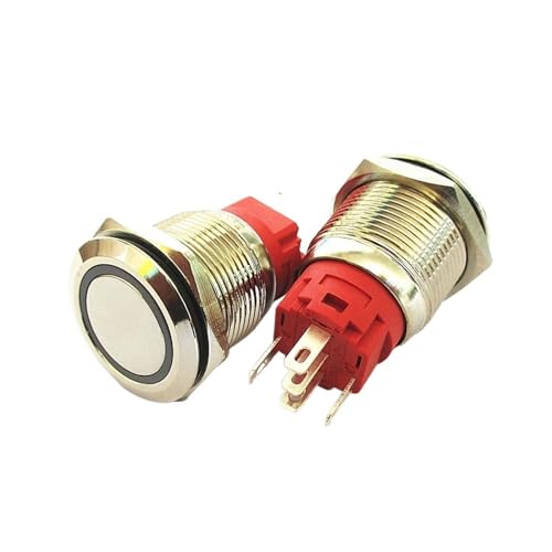 1PCS 19MM metall taste netzteil selbst-reset-schalter selbst-locking runde wasserdichte punkt schalter 9V-24V 5A(Lock Ring Red x1PC) von KFVMVTDW
