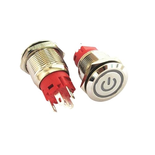 1PCS 19MM metall taste netzteil selbst-reset-schalter selbst-locking runde wasserdichte punkt schalter 9V-24V 5A(Lock Symbol Red x1PC) von KFVMVTDW