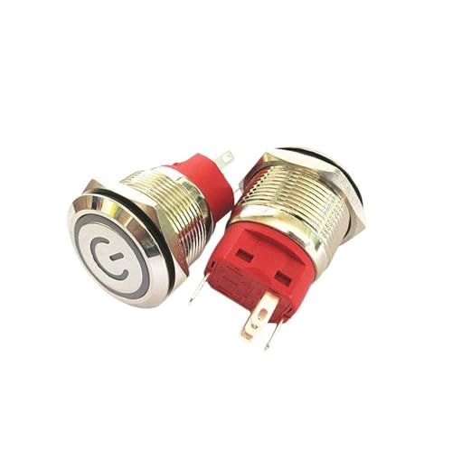 1PCS 22MM metall taste netzteil selbst-reset-schalter selbst-locking runde wasserdichte kleine schalter 9V-24V 5A(Reset LOGO Red 1PC) von KFVMVTDW