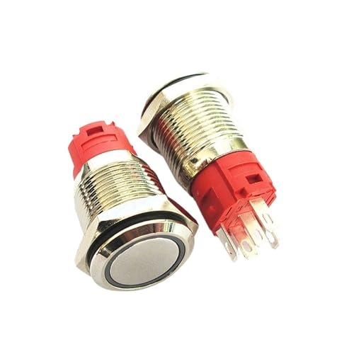 1PCS JYL165A 16mm metall taste netzteil selbst-reset LED licht schalter selbstsichernde runde wasserdichte punkt schalter 9V-24V 5A(Lock Red Ring 1PC) von KFVMVTDW