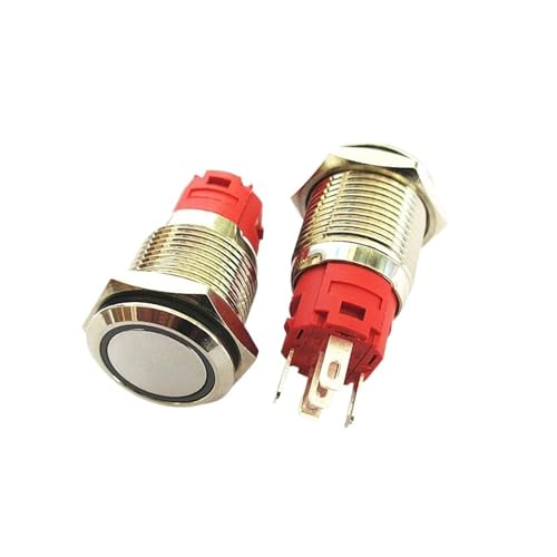 1PCS JYL165A 16mm metall taste netzteil selbst-reset LED licht schalter selbstsichernde runde wasserdichte punkt schalter 9V-24V 5A(Reset Red Ring 1PC) von KFVMVTDW