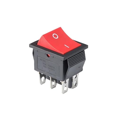 1PCS KCD4 Wippschalter schwarz transparent rot und grün LED-Licht 4 6-polig 2 3-Gang 20A Silber Kontaktschalter Netzschalter(Red 6P 2Gear) von KFVMVTDW