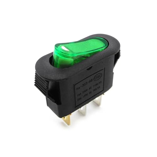 1PCS Silberkontakt KCD3 mit Licht 3 Pins ON-OFF elektrischer Topfschalter Multifunktions-Reiskocher Multitopf-Wippschalter 16A(Black Green) von KFVMVTDW