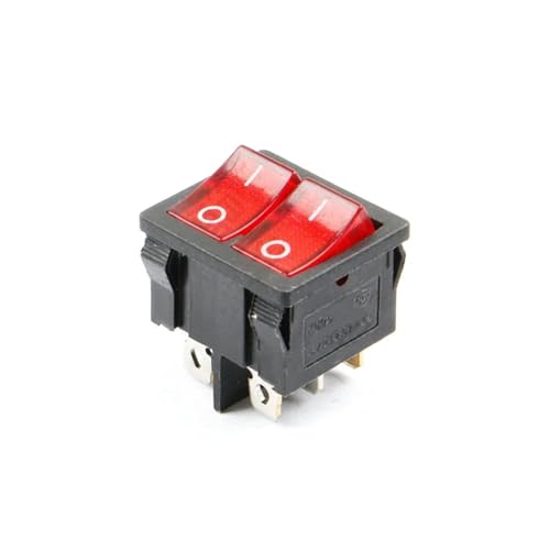 1PCS kuchen heizung boot typ doppel schalter KCD5-202NS rot 2 pole 6 pin 24 * 21 rocker schalter mit licht von KFVMVTDW