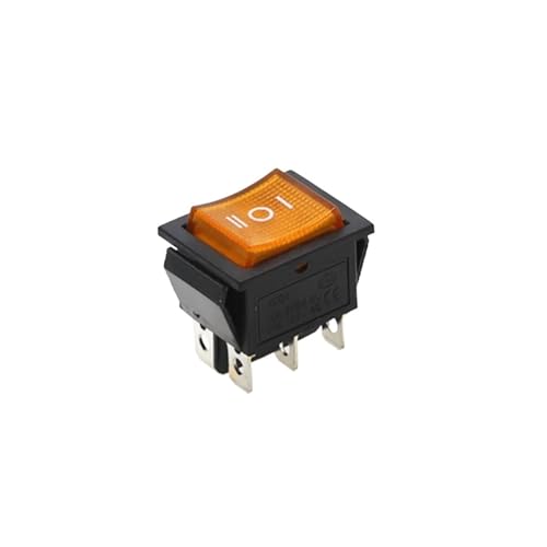 1PCS selbstsichernder KCD4 Wippschalter Netzschalter 3-Position 6-polig mit Licht 15A 250VAC/20A 125VAC 32 * 25mm(Yellow) von KFVMVTDW