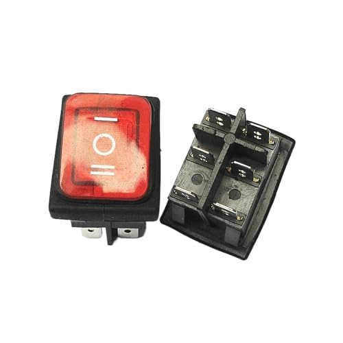 1PCS wasserdichter KCD2 Wippschalter KCD4 Heavy Duty DPST versiegelt 2/3 Modus 4/6 Pin beleuchteter Schalter Silberkontakt Kupferfüße 20A(KCD4R6P3M) von KFVMVTDW