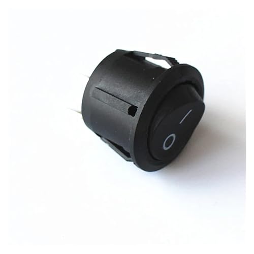 2 Stück KCD5 runder schwarzer 2-poliger EIN-AUS-Wippschalter 10 A 125 V AC (6 A 250 V AC) mit 23 mm Durchmesser von KFVMVTDW