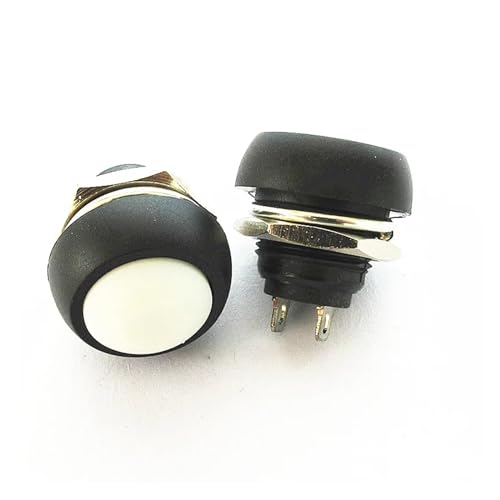 2PCS PBS-33B sieben-farben kleine taste wasserdicht schalter selbst-zurücksetzen rot lock-freies schalter 12MM öffnung(White x2PCS) von KFVMVTDW