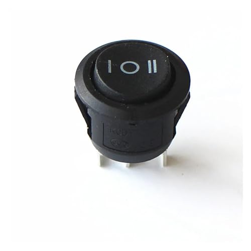 2PCS runder schwarzer 3-poliger 6A 250V-Wippschalter EIN-AUS-EIN kleiner Netzschalter KCD1-201 2PCS runder schwarzer 3-poliger 6A 250V-Wippschalter EIN-AUS-EIN kleiner Netzschalter KCD1-201 von KFVMVTDW