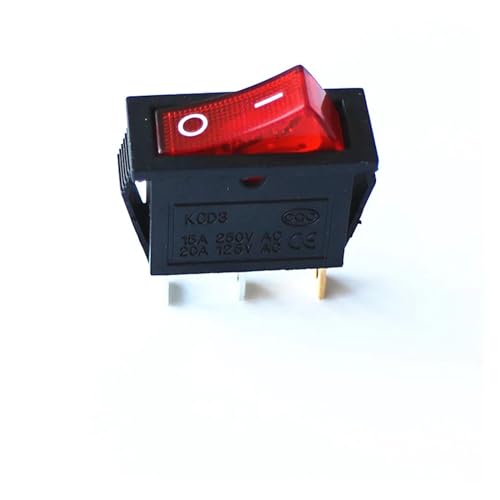 2er-Pack KCD3 Herd Bratpfanne Wippschalter mit Lichtschalter dreibeiniger kleiner Schalter mit rotem Licht 15A 250V (20A 125V) von KFVMVTDW