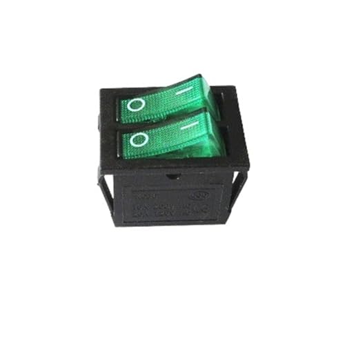 5PCS KCD6 doppel rocker schalter rot/grün/schwarz hintergrundbeleuchtung 2 pole 6 pin power-taste backform heizung teile(Green light 2M6P) von KFVMVTDW