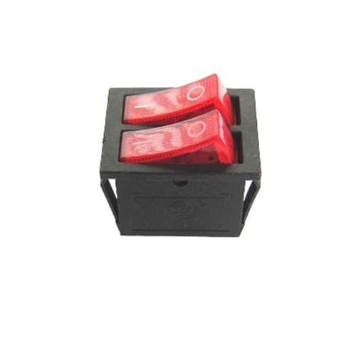 5PCS KCD6 doppel rocker schalter rot/grün/schwarz hintergrundbeleuchtung 2 pole 6 pin power-taste backform heizung teile(Red light 2M6P) von KFVMVTDW