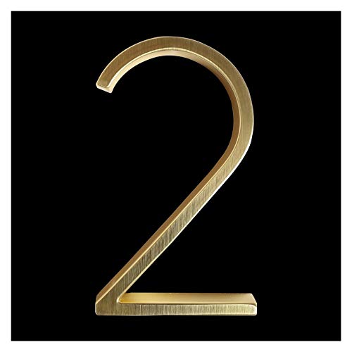 Hausnummernschild Retro 125mm Goldene schwimmende Moderne Hausnummer Satin Messing Tür Home Adressnummern for Haus Digital-Außenzeichen-Platten 5 in 0-9(2) von KFXYSM