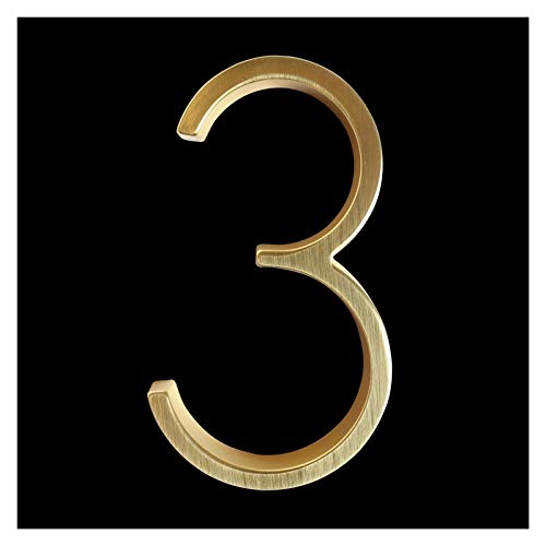 Hausnummernschild Retro 125mm Goldene schwimmende Moderne Hausnummer Satin Messing Tür Home Adressnummern for Haus Digital-Außenzeichen-Platten 5 in 0-9(3) von KFXYSM