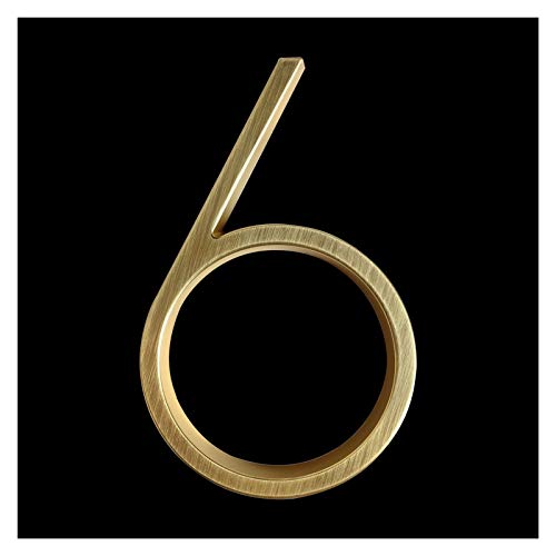 Hausnummernschild Retro 125mm Goldene schwimmende Moderne Hausnummer Satin Messing Tür Home Adressnummern for Haus Digital-Außenzeichen-Platten 5 in 0-9(6) von KFXYSM