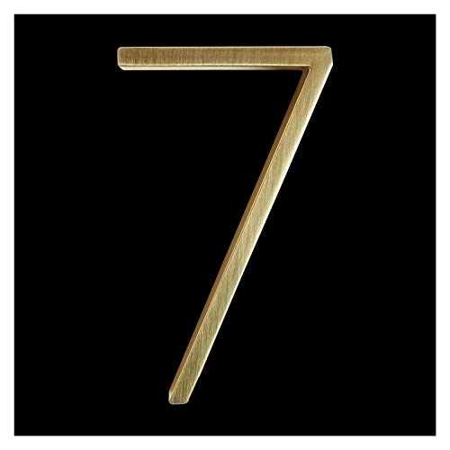 Hausnummernschild Retro 125mm Goldene schwimmende Moderne Hausnummer Satin Messing Tür Home Adressnummern for Haus Digital-Außenzeichen-Platten 5 in 0-9(7) von KFXYSM