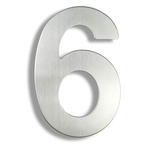 Hausnummernschild Retro 30cm Hausnummer Edelstahl-Adresse Schild 0-9 Außen Silber 12 In.Door Exterior Big(6,20cm) von KFXYSM