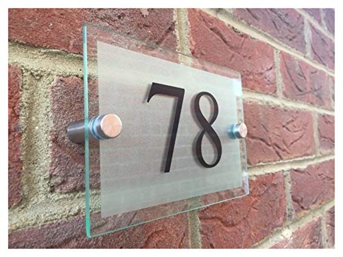 Hausnummernschild Retro Anpassen 200x140mm MODERN HOUSE SIGN PLAQUE Tür Nummer STREET GLASS EFFECT NAME(Black door number,140x200mm) von KFXYSM