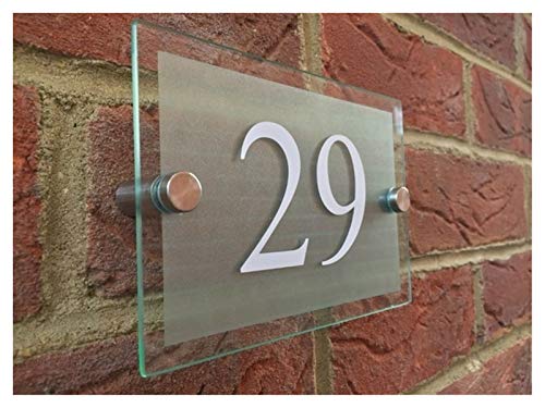 Hausnummernschild Retro Anpassen 200x140mm MODERN HOUSE SIGN PLAQUE Tür Nummer STREET GLASS EFFECT NAME(White door number,140x200mm) von KFXYSM