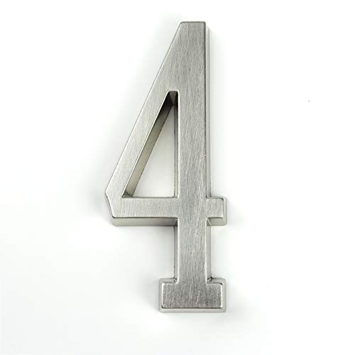 Hausnummernschild Retro Klebstoff 4" 101mm Höhe Hausnummer Aufkleber Tür Nummer for Haus-Digits-Zink-Legierung Nickel matt Mailbox Adresse Zeichen 0-9(4) von KFXYSM