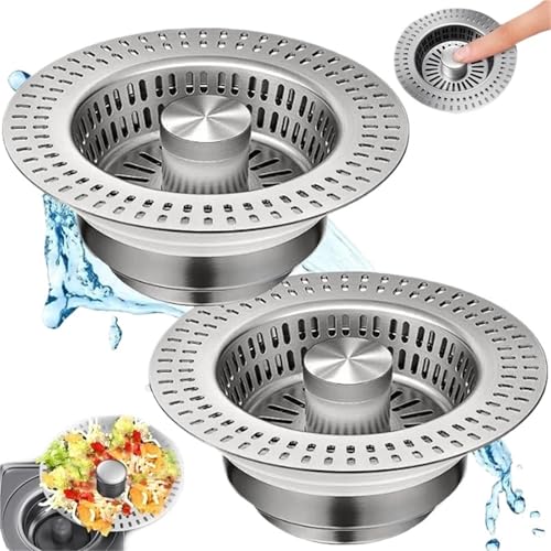 KFXYSM Abflusssieb, Abflussstopfen 3-in-1-Abflusssieb for Küchenspüle, Metall-Spülbeckenstöpsel, Abflussfilter for Badezimmerspüle, Auffangkorb KFXYSM Abflusssieb, Abflussstopfen 3-in-1-Abflusssieb for Küchenspüle, Metall-Spülbeckenstöpsel, Abflussfilter for Badezimmerspüle, Auffangkorb von KFXYSM
