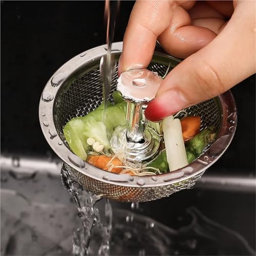 KFXYSM Abflusssieb, Abflussstopfen Küchenspüle Siebe mit Griff Stopper Spüle Abflusskorb Edelstahl Mesh Filter Abfall Loch Falle Sieb(A -3pcs) von KFXYSM