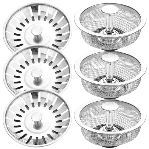 KFXYSM Abflusssieb, Abflussstopfen Küchenspüle Siebe mit Griff Stopper Spüle Abflusskorb Edelstahl Mesh Filter Abfall Loch Falle Sieb(A B -6pcs) von KFXYSM