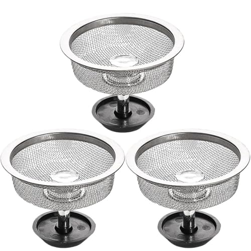 KFXYSM Abflusssieb, Abflussstopfen Küchenspüle Siebe mit Griff Stopper Spüle Abflusskorb Edelstahl Mesh Filter Abfall Loch Falle Sieb(B -3pcs) von KFXYSM
