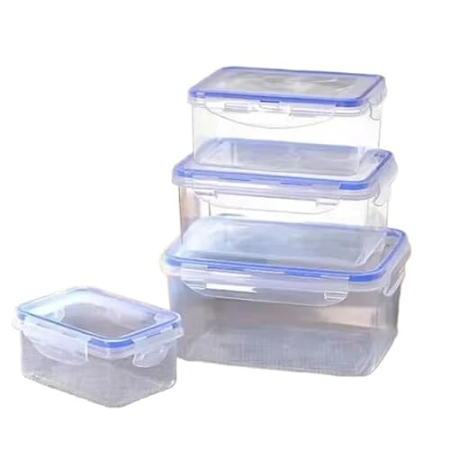 KFXYSM KüHlschrank Organizer,KüHlschrank Boxen 4-teilige rechteckige, versiegelte Kühlschrank-Aufbewahrungsbox mit Deckel aus Kunststoff for die Mikrowelle, Lunchbox(2500ML) von KFXYSM