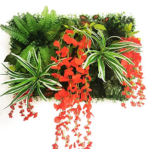 KFXYSM Kunstrasen Outdoor,Rasenteppich Künstliche Pflanze Rasen Blume Wandtafel Hintergrund Gras Traube Morgen Glory Home Decoration(Beige) von KFXYSM