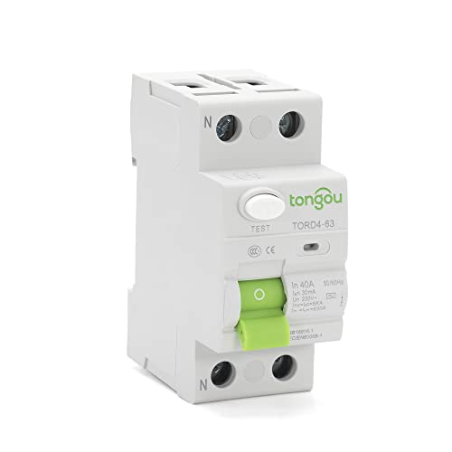 KFXYSM Sicherungsautomat, Leitungsschutzschalter 2P 16A 63A 1 0MA 30MA 100. MA 6KA RCCB RCD 230V Elektromechanischer Reststromschutzschalter Differentialbrecher Sicherheitsschalter(2 Pole 100mA,40A) von KFXYSM