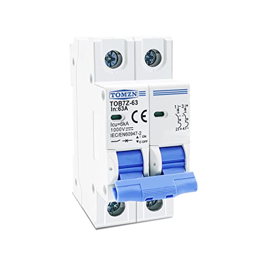 KFXYSM Sicherungsautomat, Leitungsschutzschalter 2P DC 1000V. Solarmini-Leistungsschalter 3A 6A 10A 16A 20A 25A 32A 40A 50A 63A DC MCB Zum PV System(63A) von KFXYSM