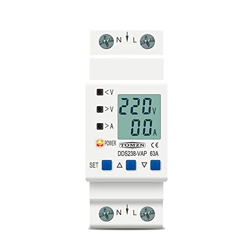 KFXYSM Sicherungsautomat, Leitungsschutzschalter 6. 3A 80A 110V 230V Hutschiene einstellbar über Unterspannung Schutzvorrichtung Schutzstromstrom Grenzschutz Voltmeter kWh(63A Bottom Input) von KFXYSM