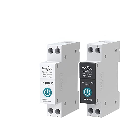 KFXYSM Sicherungsautomat, Leitungsschutzschalter Mit Metering WiFi Smart Circuit Breaker 1P 63A DIN-Schiene for Smart Home Wireless Remote Control Switch(Black with metering,32A) von KFXYSM
