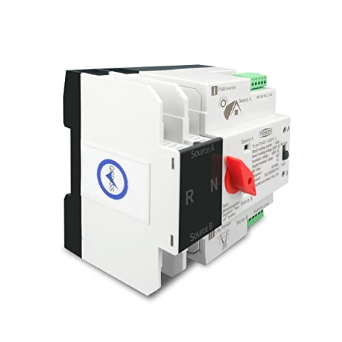KFXYSM Sicherungsautomat, Leitungsschutzschalter Single-Phase-Hutschiene ATS Zum PV Und Wechselrichter Dual Power Automatische Übertragungswahlschalter Nicht unterbrochen 2P 63A 100A 125A(125A) von KFXYSM