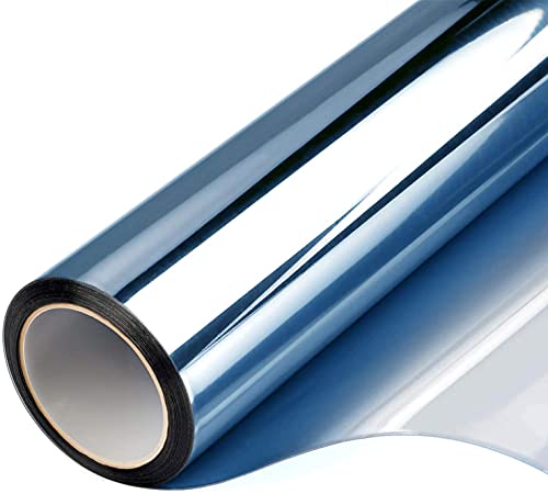 KFXYSM Spiegelfolie Fenster,Fensterfolie Schwarz-Silber-Selbstklebender Glas-Aufkleber Vinyl One-Way Vision Mirror Effect Window Tint Film Uv. Ablehnungswärmekontrolle for Zuhause(Blue,60x500 cm) von KFXYSM
